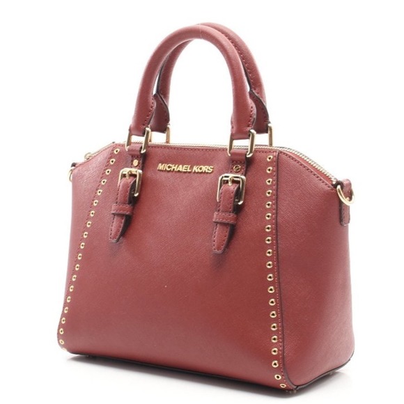 Michael Kors Ciara Grommet Bag Satchel, Rose Color, Antique Saffiano Leather - Picture 1 of 15